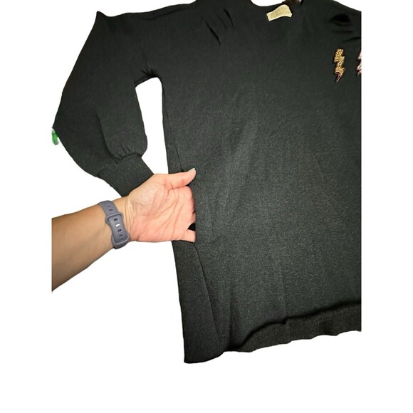 Judith March Medium Heather Black Lightning Bolt Soft Sweatshirt $165 MSRP #T9-1 - Picture 4 of 12